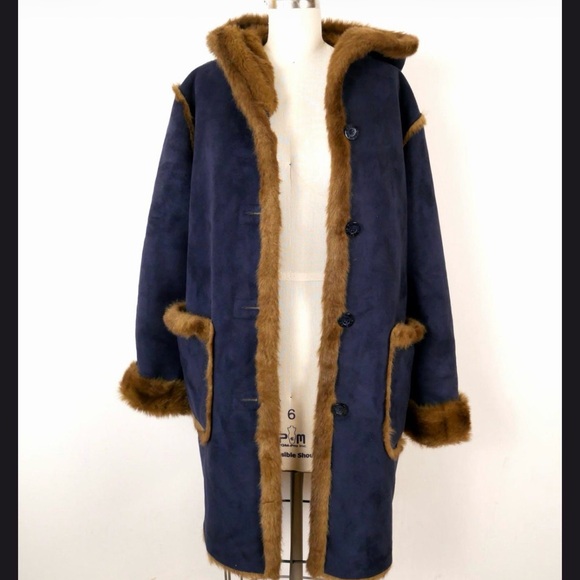 DENNIS BASSO Luxurious Brown Faux Fur Coat REVERSIBLE SIZE 1X With Hood NWOT - Picture 9 of 10